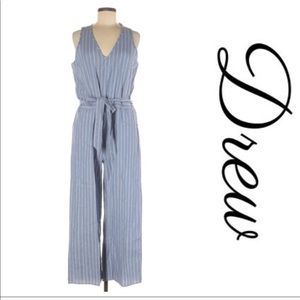 Drew Anthropologie blue and white striped jumpsuit